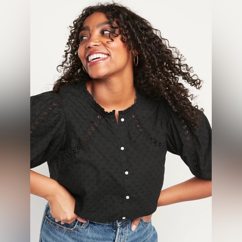 Old Navy Black Eyelet Blouse